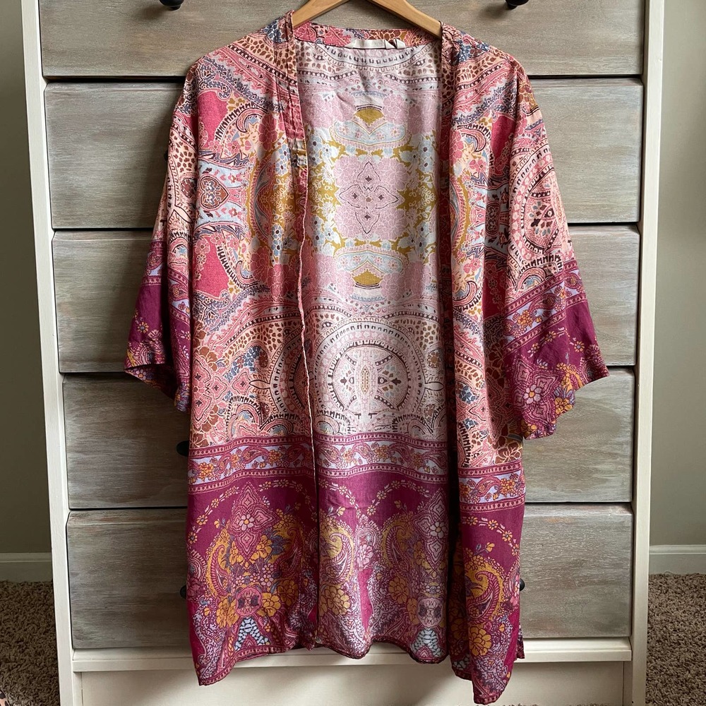 Soft Surroundings Boho Pink Kimono
